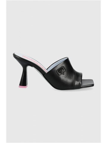 Pantofle Chiara Ferragni dámské černá barva na podpatku