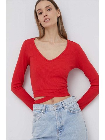 Tričko s dlouhým rukávem Pepe Jeans Catherine dámská červená barva