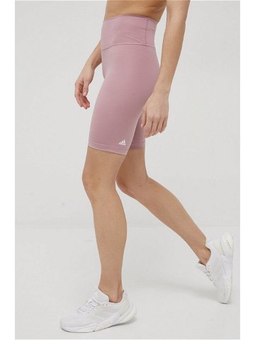 Tréninkové šortky adidas Performance Optime HG1202 dámské růžová barva hladké high waist