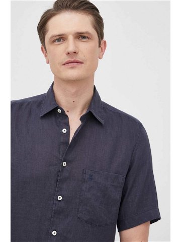 Plátěná košile Marc O Polo pánská tmavomodrá barva regular s klasickým límcem