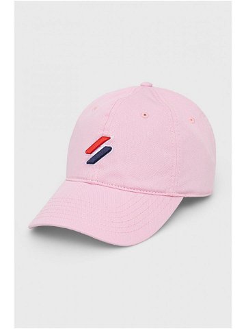Čepice Superdry růžová barva s aplikací