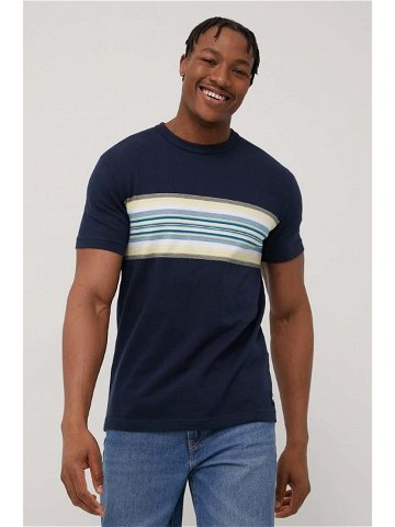 Bavlněné tričko Quiksilver tmavomodrá barva vzorovaný