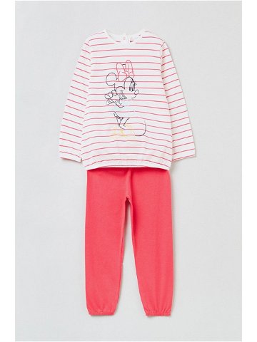 Dětské bavlněné pyžamo OVS X Disney růžová barva vzorovaná