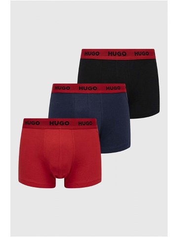 Boxerky HUGO 3-pack pánské červená barva 50469766