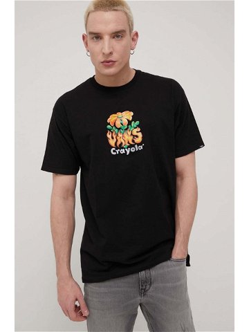 Bavlněné tričko Vans Crayola černá barva s potiskem