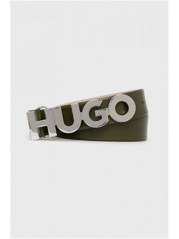 Kožený pásek HUGO dámský zelená barva 50470629