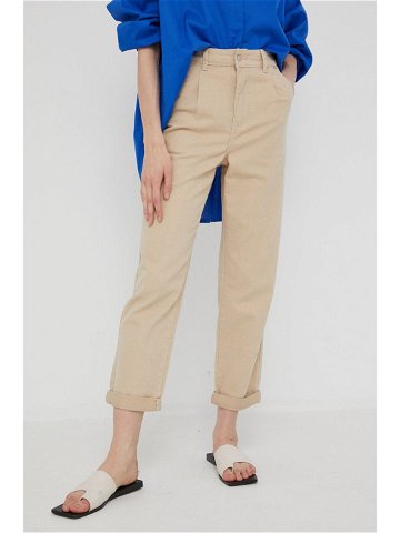 Kalhoty Answear Lab dámské béžová barva široké high waist