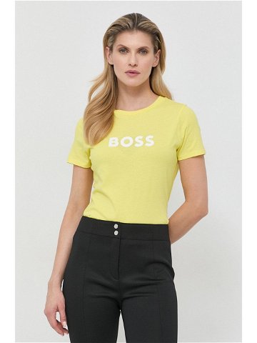 Bavlněné tričko BOSS žlutá barva 50468356