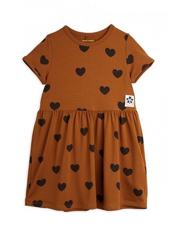 Dívčí šaty Mini Rodini hnědá barva mini áčková