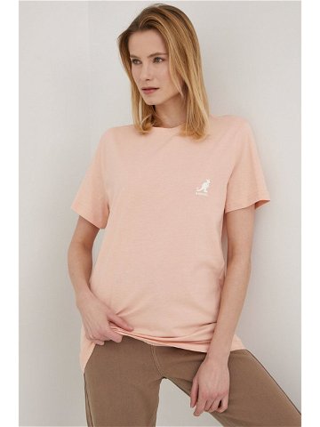 Bavlněné tričko Kangol růžová barva KLEU006 D-115