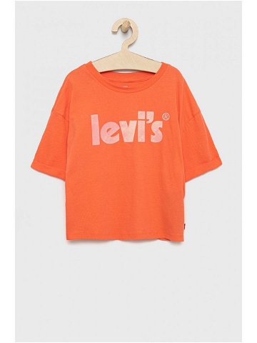 Dětské bavlněné tričko Levi s oranžová barva