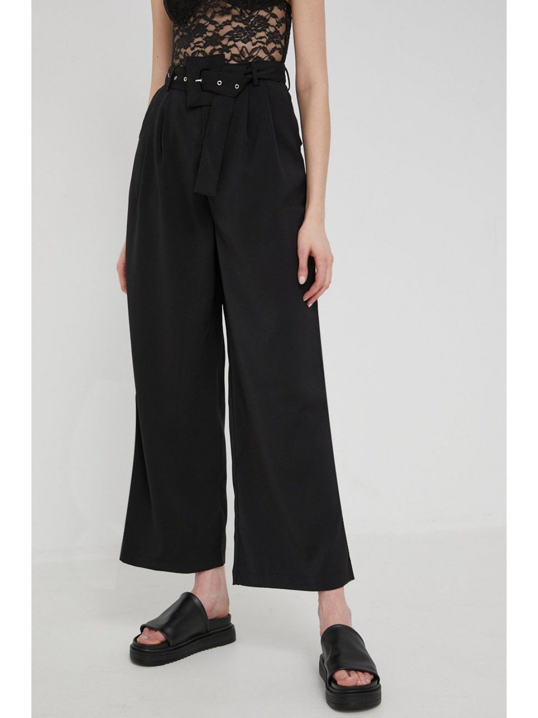 Kalhoty Answear Lab dámské černá barva střih culottes high waist