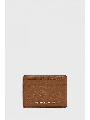 Kožené pouzdro na karty MICHAEL Michael Kors hnědá barva