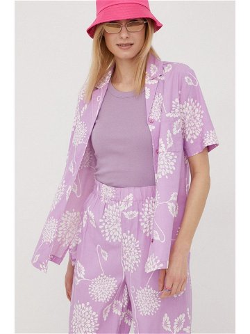 Košile Brixton dámská fialová barva regular s klasickým límcem