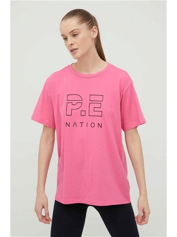 Bavlněné tričko P E Nation fialová barva