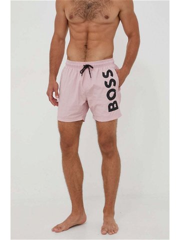 Plavkové šortky BOSS růžová barva 50469594