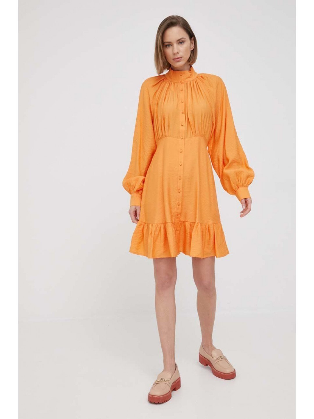 Šaty Y A S oranžová barva mini