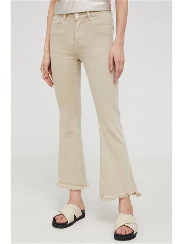 Kalhoty Answear Lab dámské béžová barva přiléhavé medium waist
