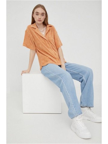 Košile Sixth June dámská oranžová barva relaxed s klasickým límcem