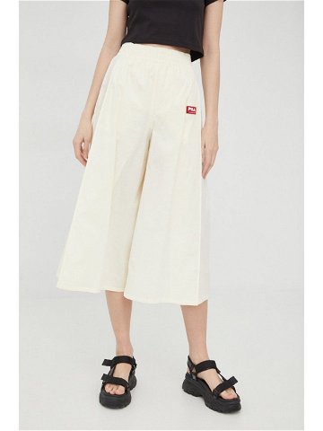 Kalhoty Fila dámské béžová barva široké high waist