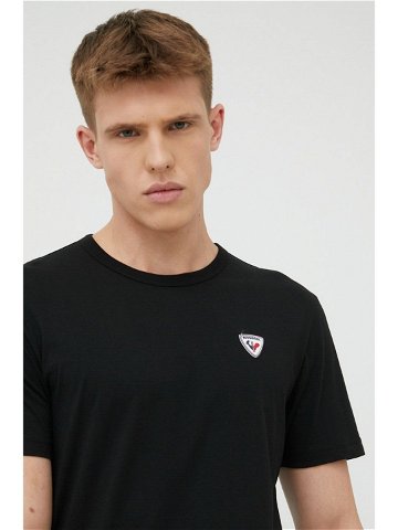 Bavlněné tričko Rossignol černá barva s aplikací