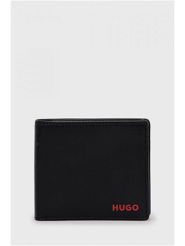 Kožená peněženka HUGO černá barva 50470760