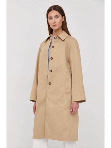 Kabát Victoria Beckham dámský béžová barva přechodný oversize