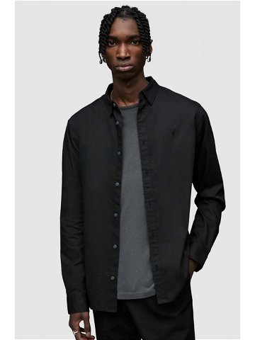 Košile AllSaints pánská černá barva regular s límečkem button-down