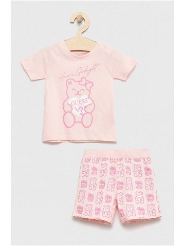 Dětské pyžamo Guess růžová barva s potiskem