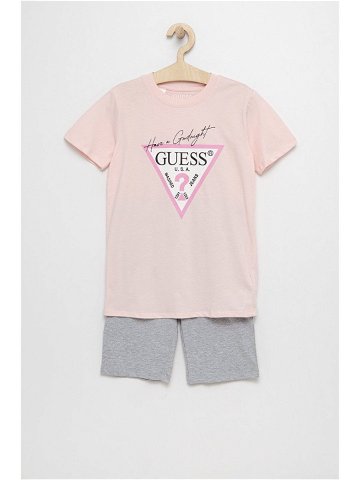Dětské pyžamo Guess růžová barva s potiskem