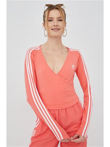 Tričko s dlouhým rukávem adidas Originals Adicolor HC2050 růžová barva