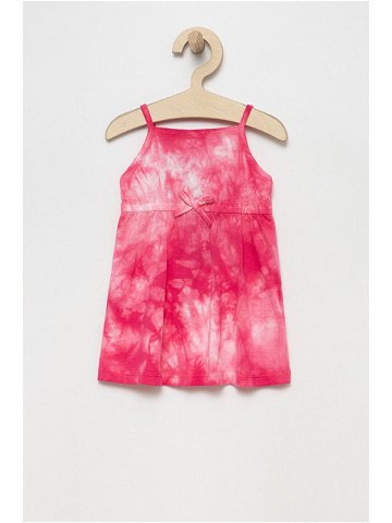 Dětské bavlněné šaty United Colors of Benetton růžová barva midi