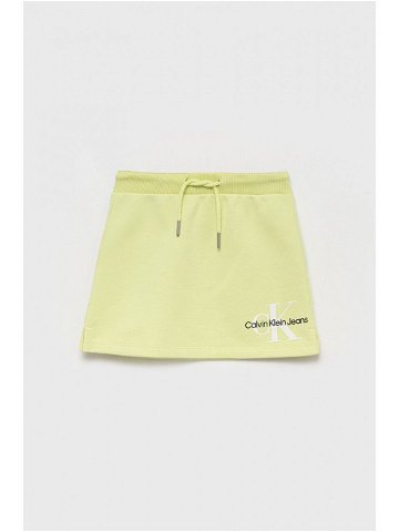 Dětská sukně Calvin Klein Jeans zelená barva mini
