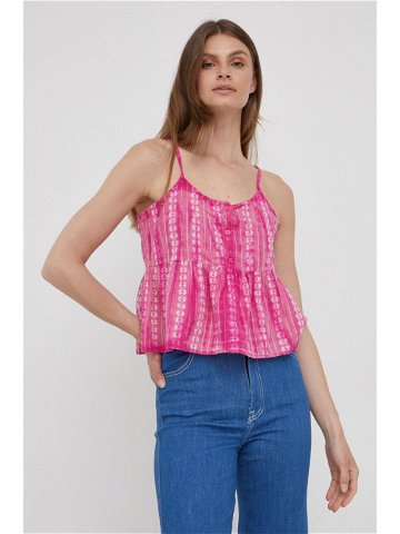 Bavlněná halenka Pepe Jeans Pam dámská růžová barva vzorovaná