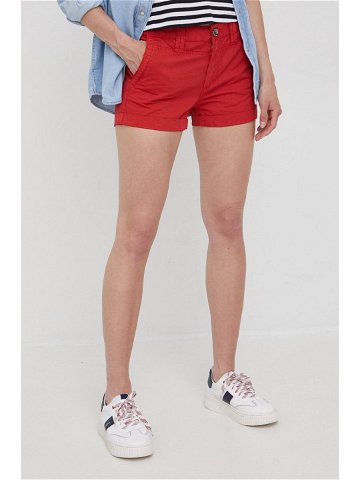 Bavlněné šortky Pepe Jeans Balboa Short dámské červená barva hladké medium waist