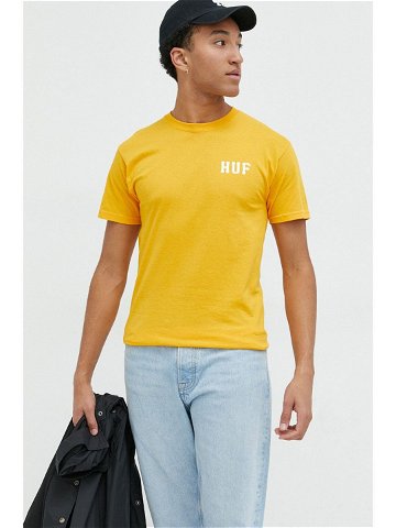 Bavlněné tričko HUF oranžová barva s potiskem