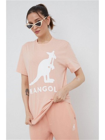Bavlněné tričko Kangol růžová barva KLEU005 D-116