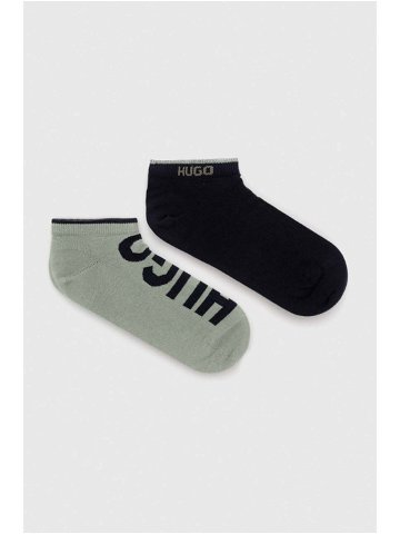 Ponožky HUGO 2-pack pánské zelená barva 50468102