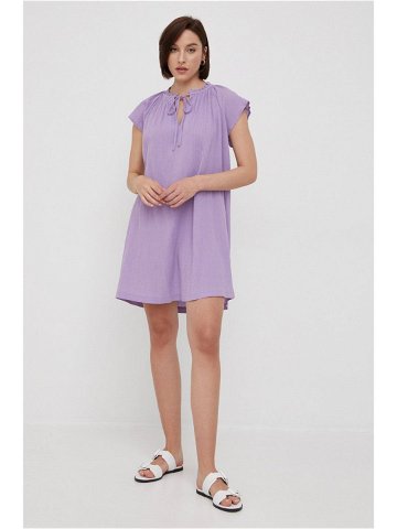 Bavlněné šaty United Colors of Benetton fialová barva mini