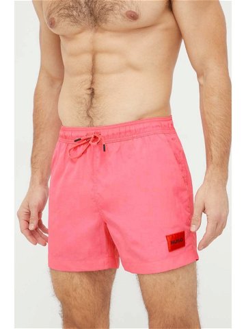 Plavkové šortky HUGO růžová barva 50469323