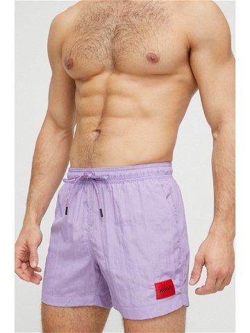 Plavkové šortky HUGO fialová barva 50469323