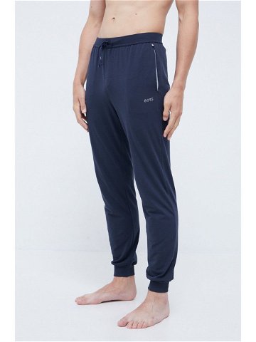 Pyžamové kalhoty BOSS pánské tmavomodrá barva s aplikací