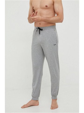 Pyžamové kalhoty BOSS pánské šedá barva s aplikací