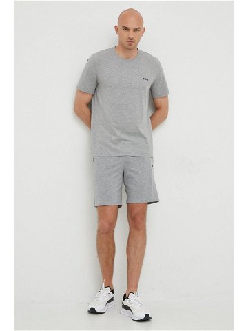 Pyžamové tričko BOSS šedá barva s aplikací 50469550