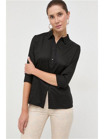Košile Guess CATE dámská černá barva slim s klasickým límcem W2YH41 WAF10