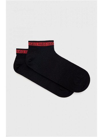 Ponožky HUGO 2-pak pánské černá barva