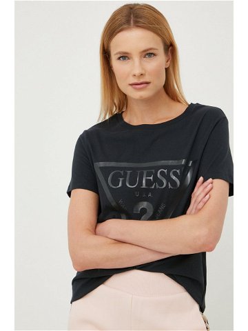 Bavlněné tričko Guess ADELE černá barva V2YI07 K8HM0