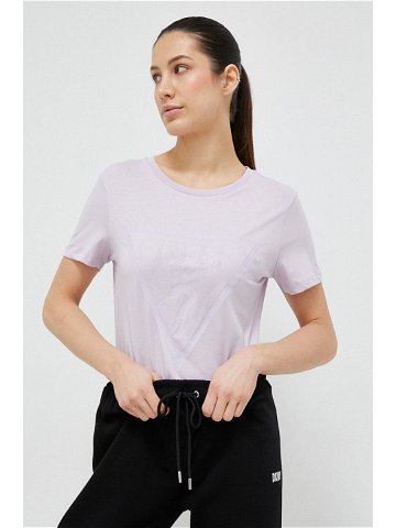Bavlněné tričko Guess ADELE fialová barva V2YI07 K8HM0