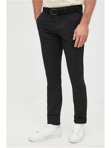 Kalhoty Tommy Hilfiger pánské černá barva ve střihu chinos MW0MW26619