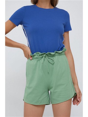 Bavlněné šortky United Colors of Benetton dámské zelená barva hladké high waist